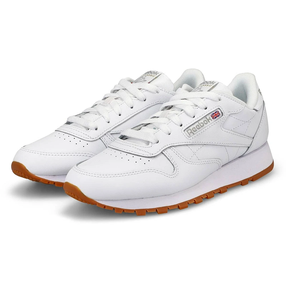 Women's Classic Leather Lace Up Sneaker - White/Gr