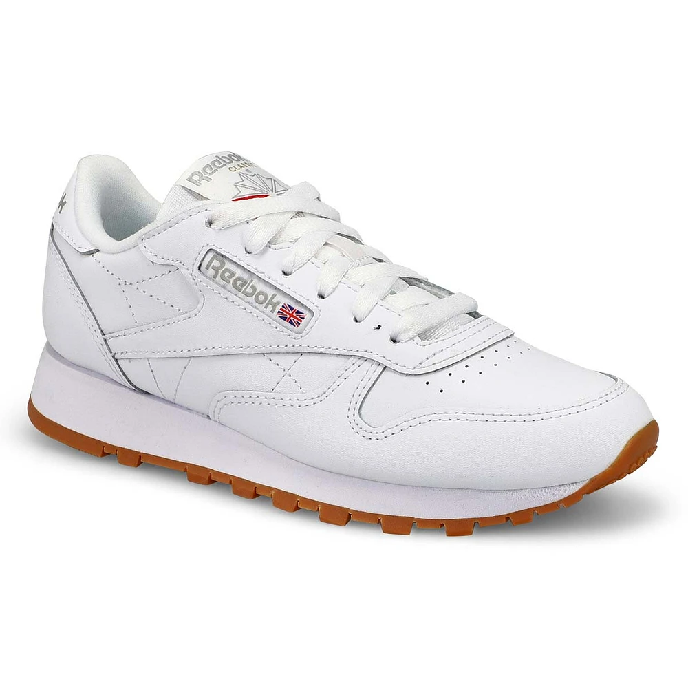 Women's Classic Leather Lace Up Sneaker - White/Gr