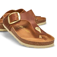 Women's Gizeh Big Buckle Oiled Leather Thong Sanda