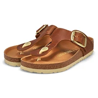 Women's Gizeh Big Buckle Oiled Leather Thong Sanda