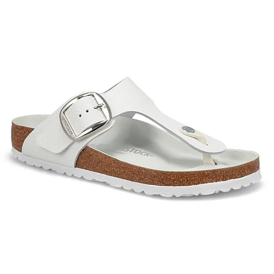 Women's Gizeh Big Buckle Leather Thong Sandal - Wh