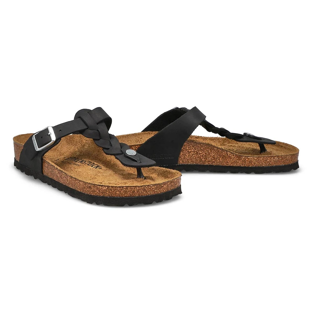 Women's Gizeh Braid Oiled Leather Thong Sandal