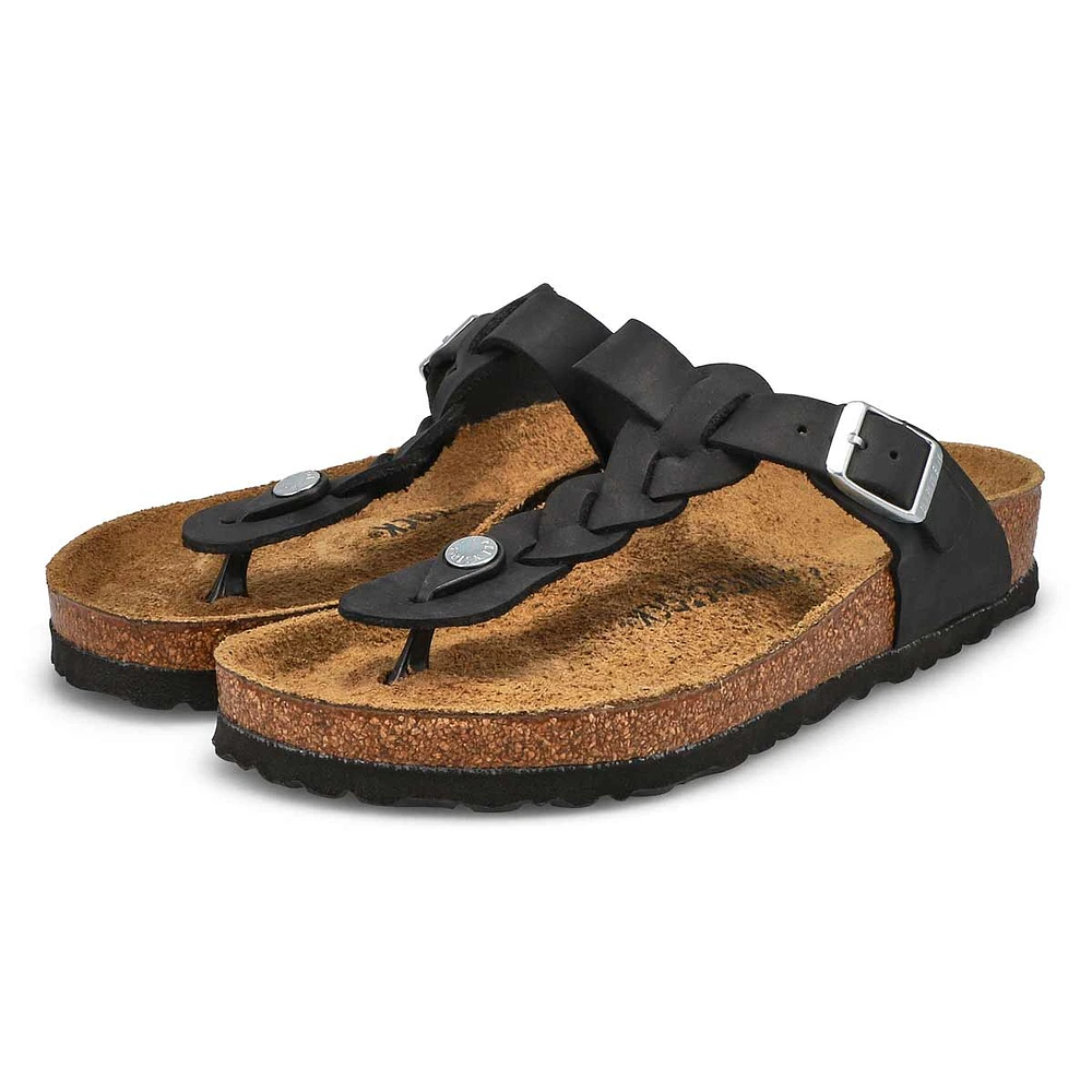 Women's Gizeh Braid Oiled Leather Thong Sandal