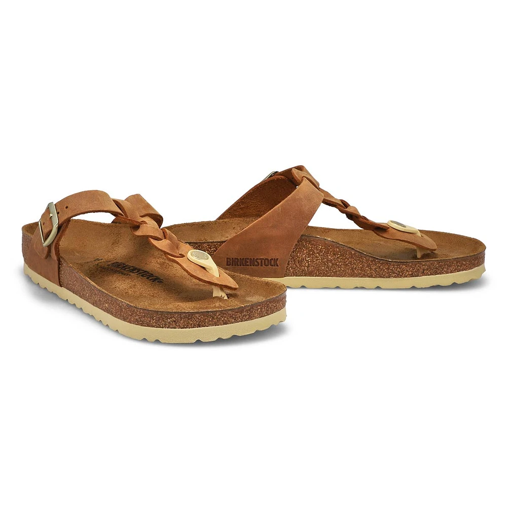 Women's Gizeh Braid Oiled Leather Thong Sandal