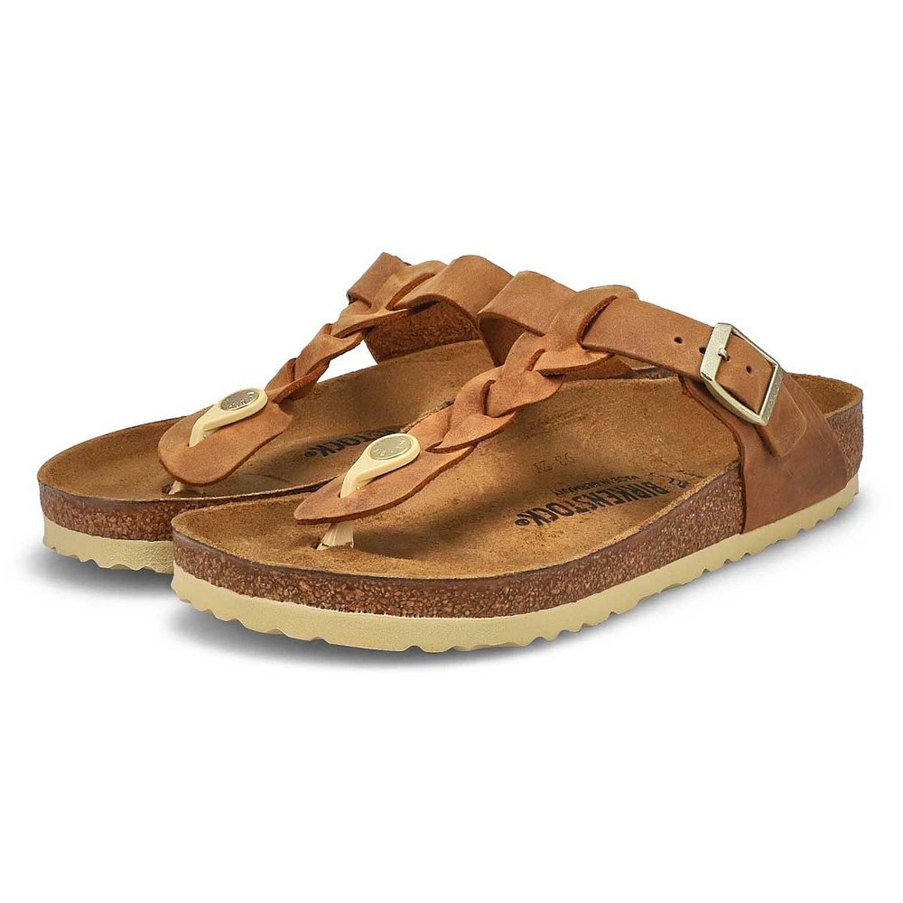 Women's Gizeh Braid Oiled Leather Thong Sandal