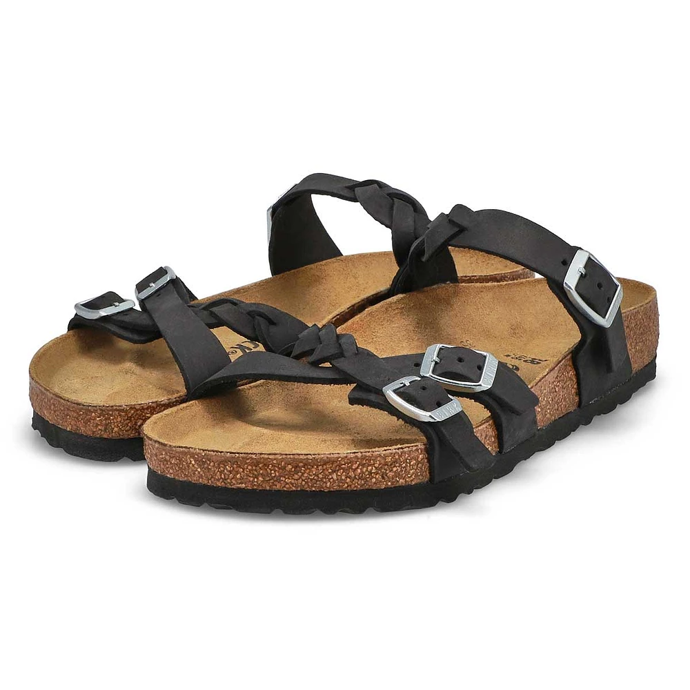 Women's Franca Braid Oiled Leather Sandal - Black