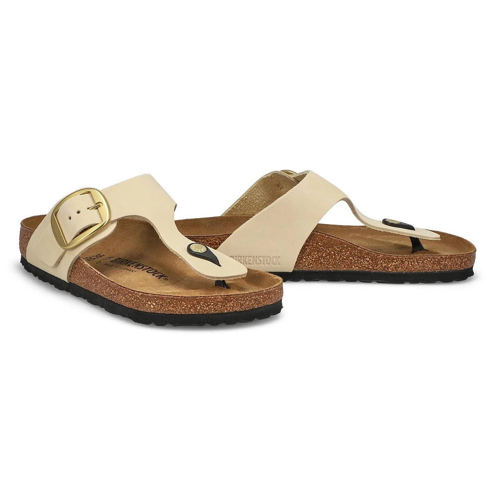Women's Gizeh Big Buckle Oiled Leather Thong Sanda