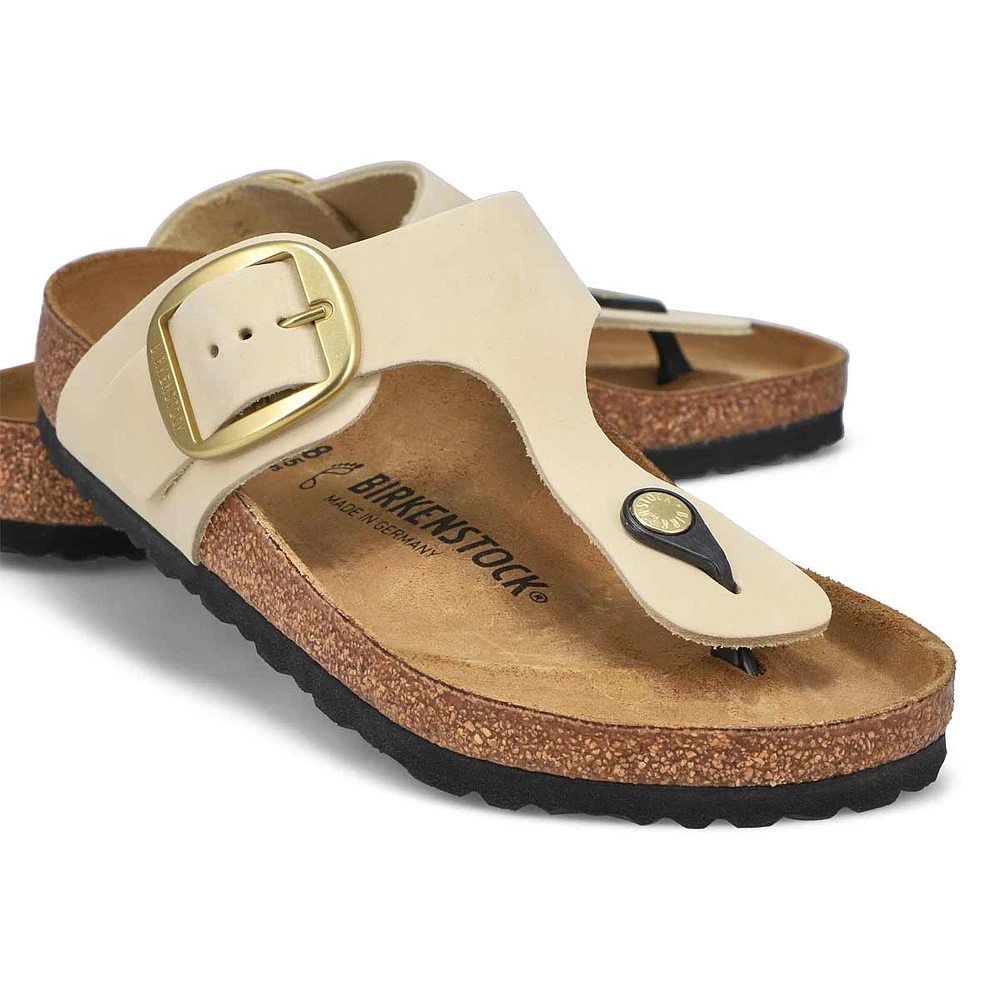 Women's Gizeh Big Buckle Oiled Leather Thong Sanda