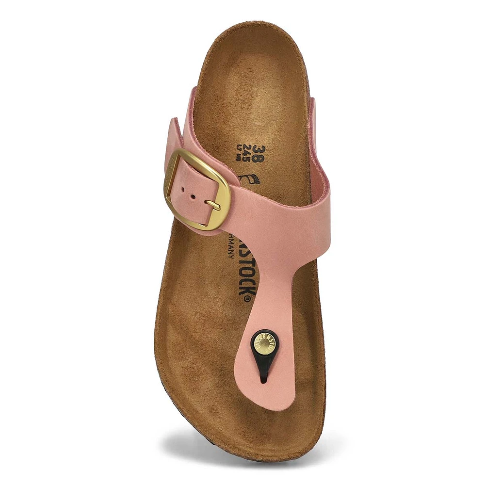 Women's Gizeh Big Buckle Oiled Leather Thong Sanda