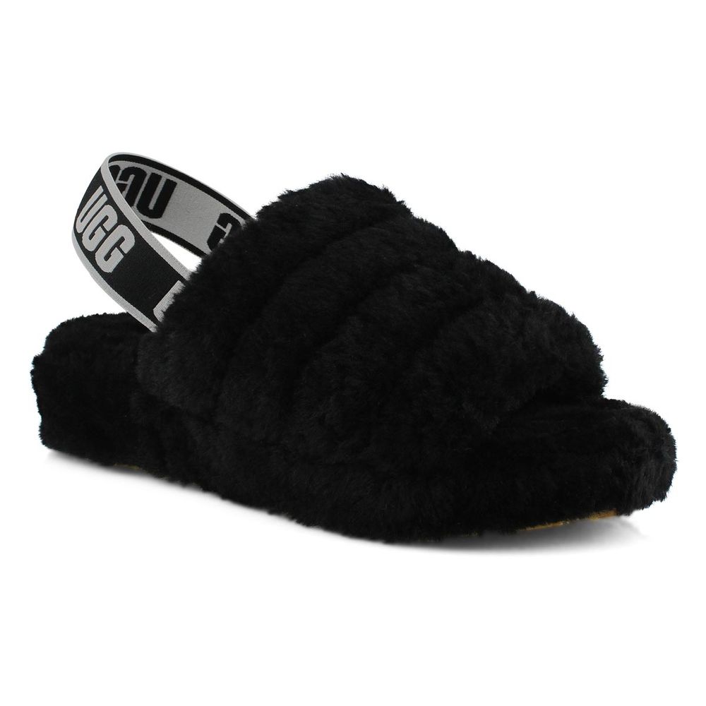 Women's Fluff Yeah Sheepskin Slipper - Black