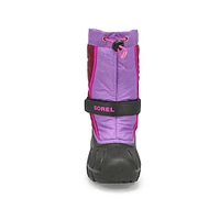 Kids Flurry Pull On Winter Boot - Black/Blue