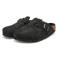 Women's Boston Shearling Suede Clog - Mink/Natural