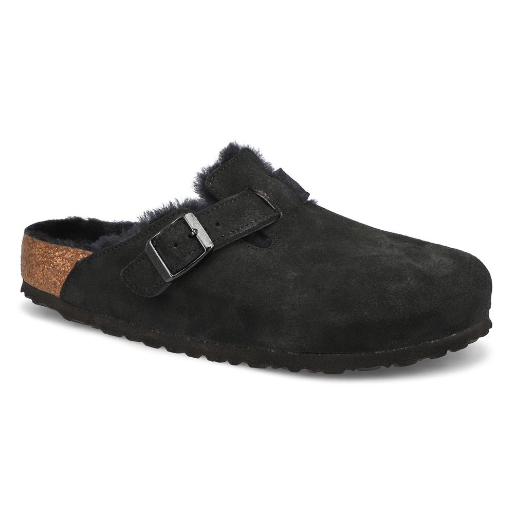 Women's Boston Shearling Suede Clog - Mink/Natural