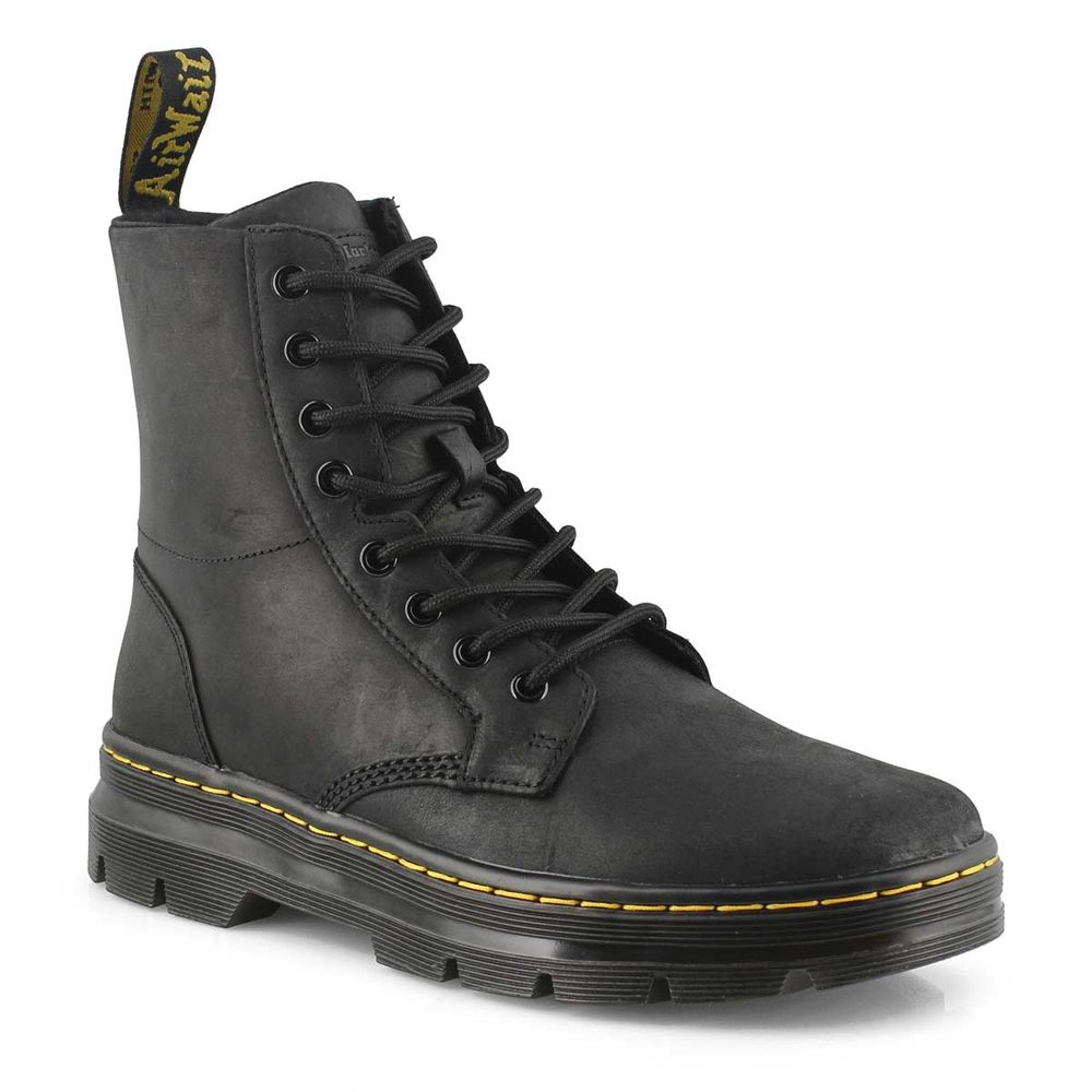 Men's Combs Lace Up Combat Boot - Black