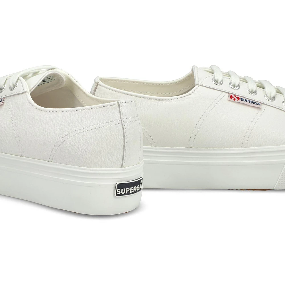 Women's Platform Leather Sneaker - White