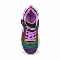 Girls' S Lights Wavy Beams Sneaker - Black/Multi