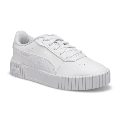 Girls' Carina 2.0 PS Lace Up Sneaker - White/Silve