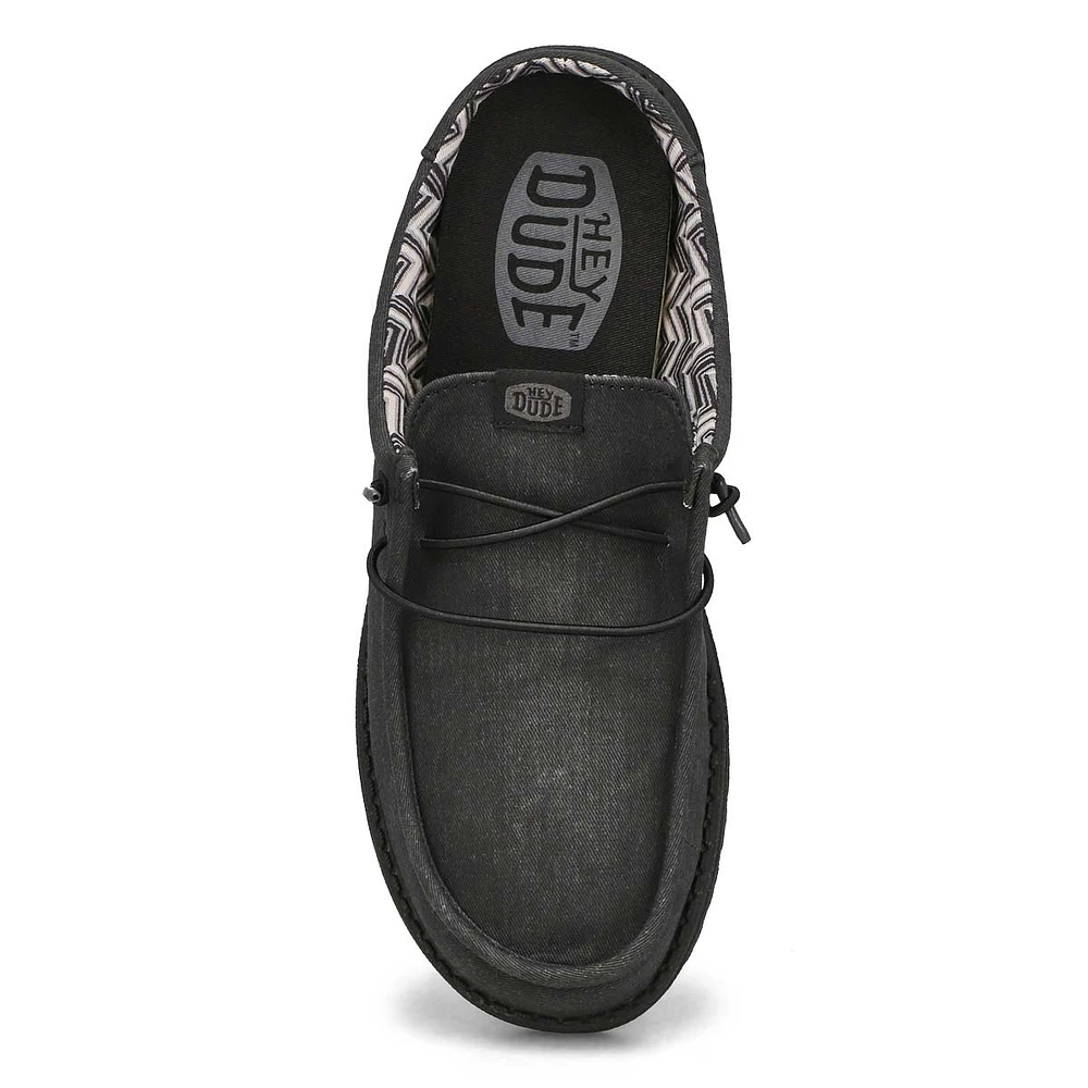 Men's Wally Slip Stretch Canvas On Shoe - Black/Bl