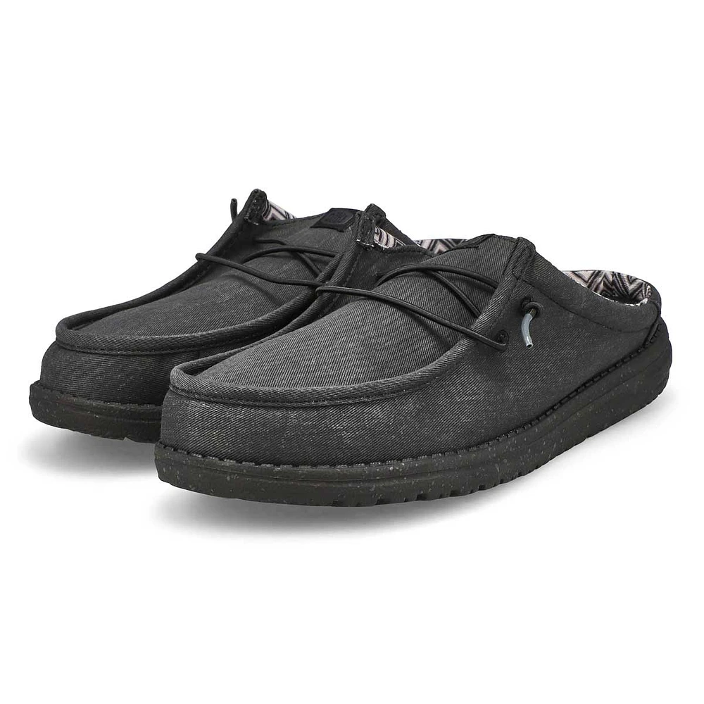 Men's Wally Slip Stretch Canvas On Shoe - Black/Bl