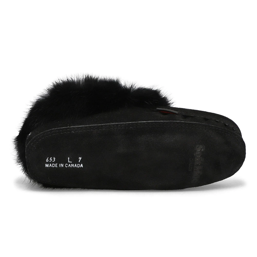 Women's SF600-BUL Rabbit Fur SoftMocs - Burgundy
