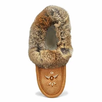 Women's SF600-BL Rabbit Fur SoftMocs - Black/Grey