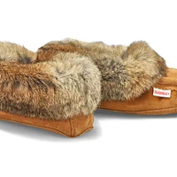 Women's SF600-BL Rabbit Fur SoftMocs - Black/Grey