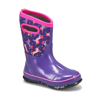Botte imperméable CLASSIC UNICORNS noire filles