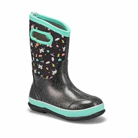 Botte imperméable CLASSIC UNICORNS noire filles