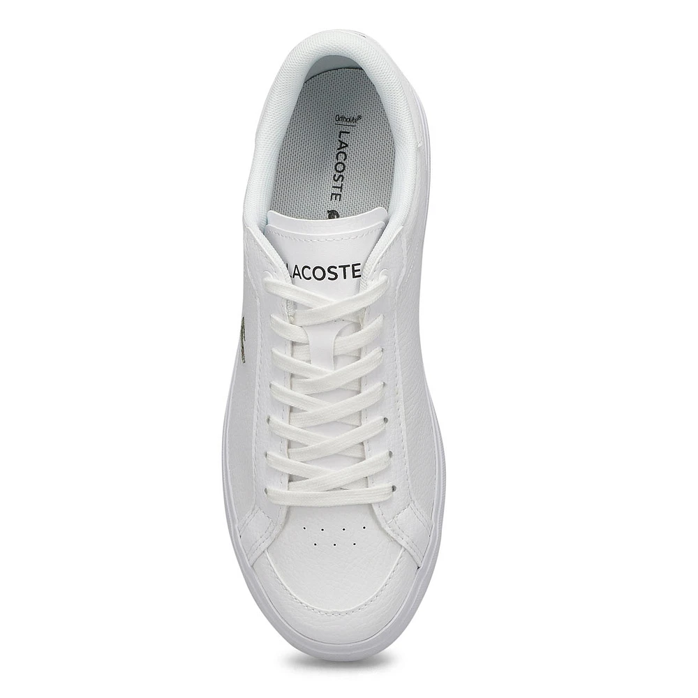 Women's Powercourt Leather Sneaker- White/Black