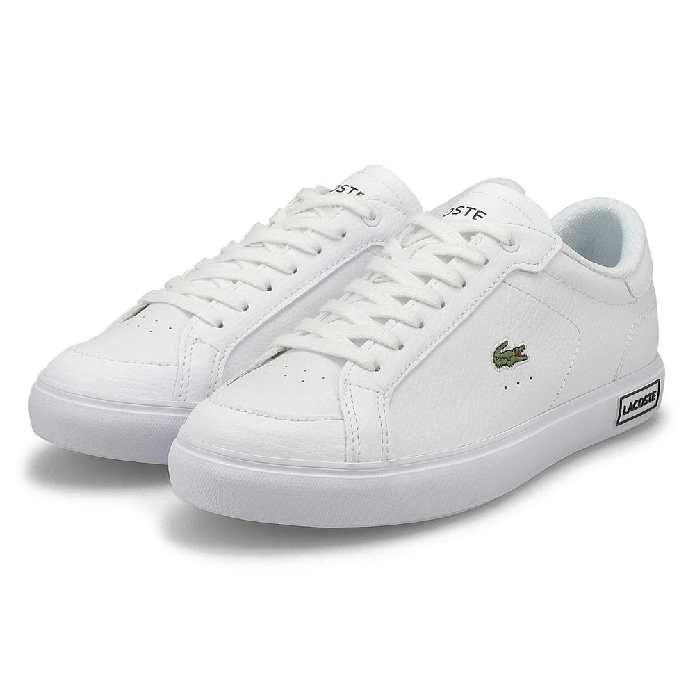 Women's Powercourt Leather Sneaker- White/Black