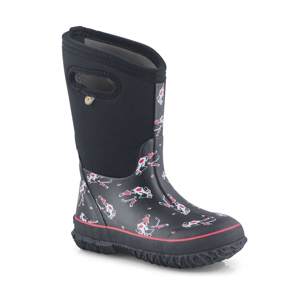 Boy's Classic Hockey Waterproof Boot - Blk Multi