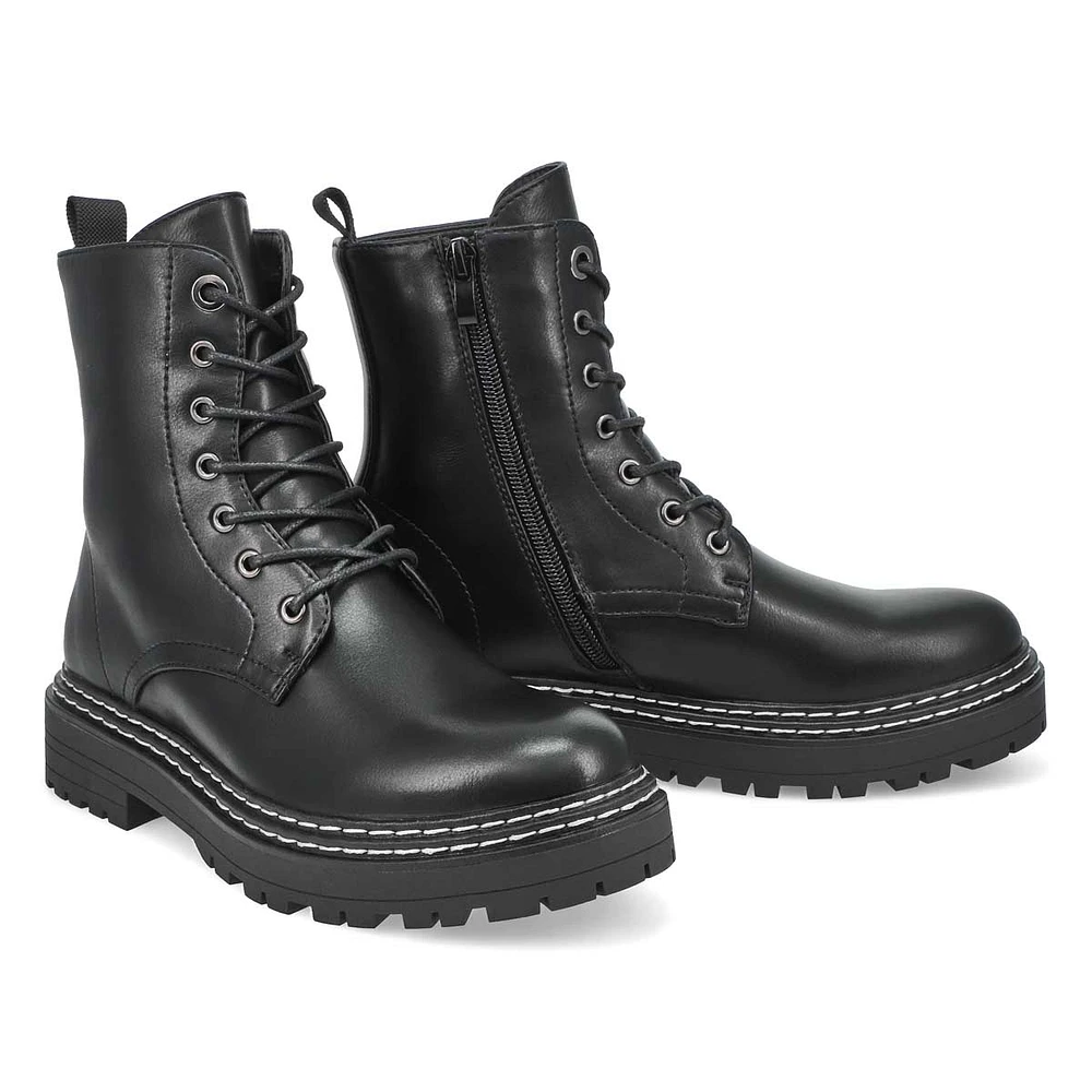 Botte militaire lacée Borris, noir, femme