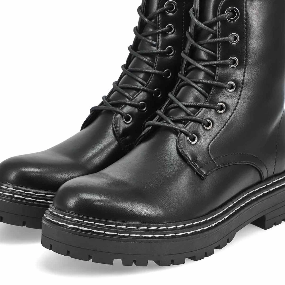 Botte militaire lacée Borris, noir, femme