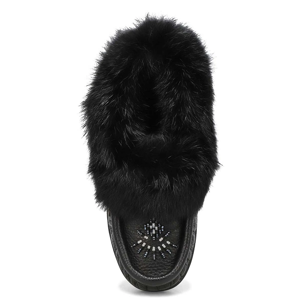 Women's Cute 5 Leather Rabbit Fur SoftMocs