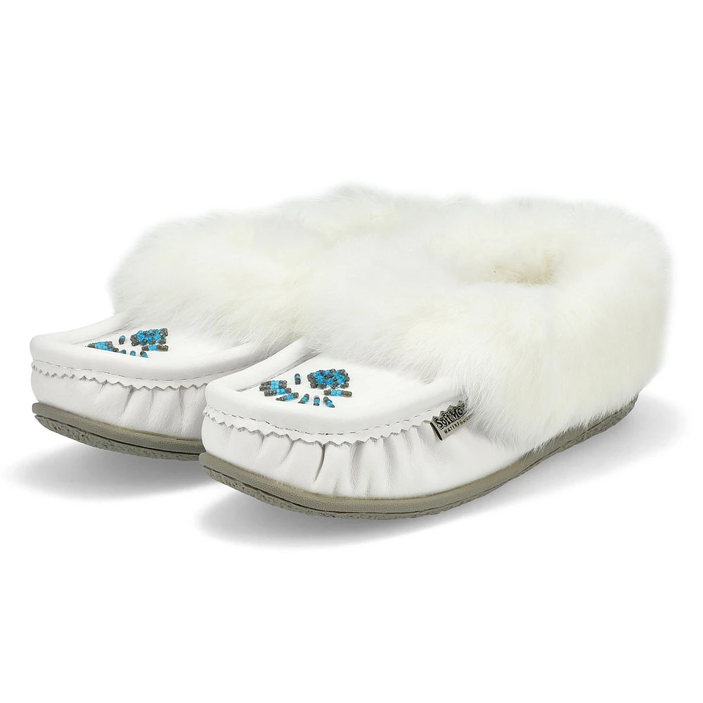 Women's Cute 5 Leather Rabbit Fur SoftMocs