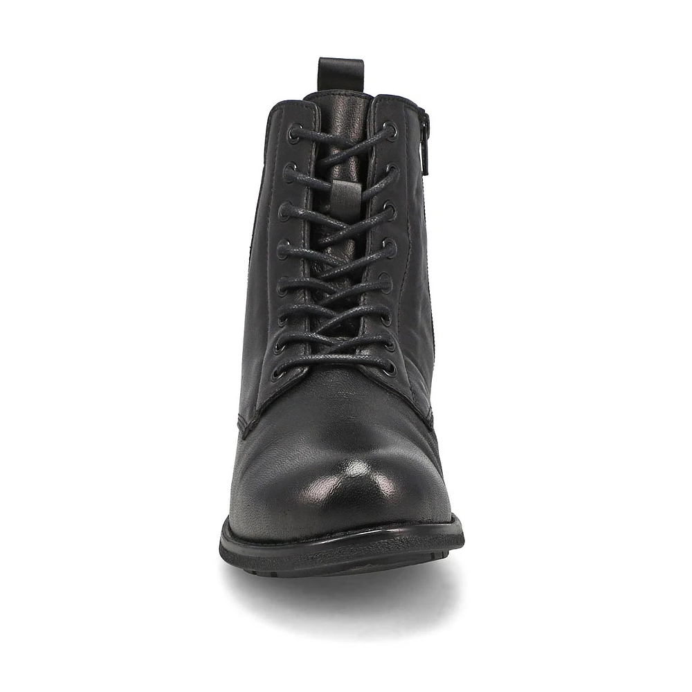 Women's Diana Leather Lace Up Zip Boot - Black