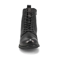 Women's Diana Leather Lace Up Zip Boot - Black