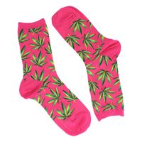 Women's Hemp Leaf hot pink printed socks