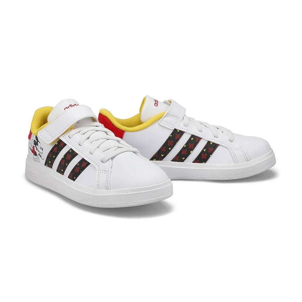 Girls'  Grand Court 2.0 K Sneaker - White/Jade/Pin