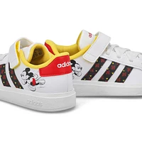 Girls'  Grand Court 2.0 K Sneaker - White/Jade/Pin