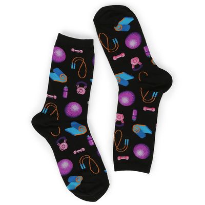 Women's Home Workout Printed Sock - Black