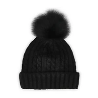 Tuque à pompon en fourrure CABLE STITCH