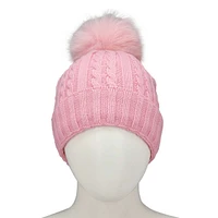 Tuque à pompon en fourrure CABLE STITCH
