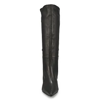 Women's Lavan Leather Knee High Dress Boot - Black