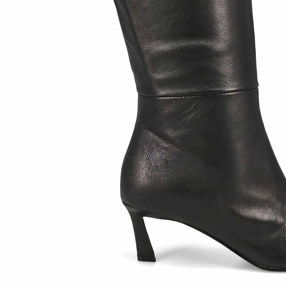 Women's Lavan Leather Knee High Dress Boot - Black