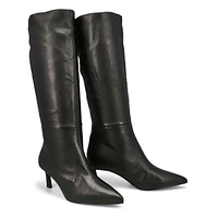 Women's Lavan Leather Knee High Dress Boot - Black