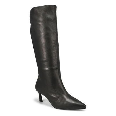 Women's Lavan Leather Knee High Dress Boot - Black