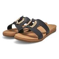 Women's Mikayla Patent Leather Slide Sandal - Blac