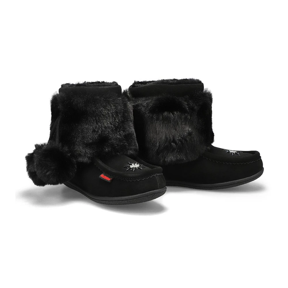 Girls' Minimuk3 Jr Faux Fur SoftMocs - Black