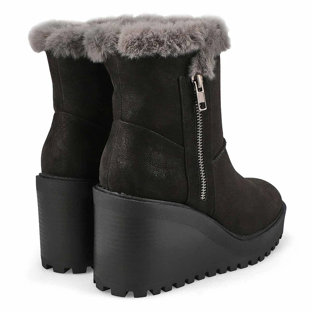 Women's Natalie Wedge Fur Trim Casual Bootie